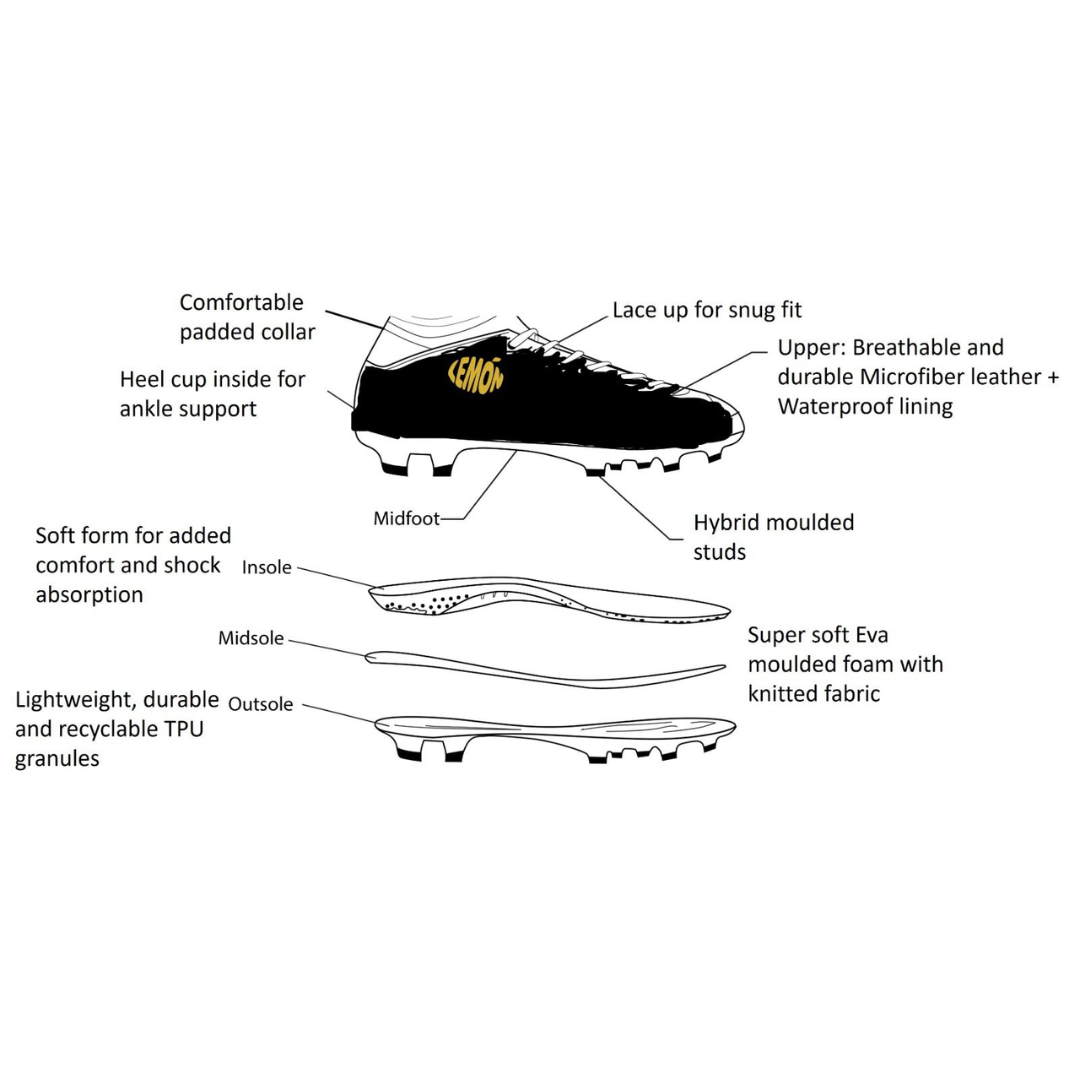 Lemon Series 1 Football Boots (With Laces) - White-Fluorescent