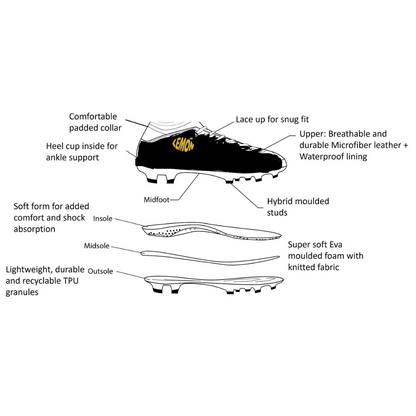 Lemon Series 1 Football Boots (With Laces) - White-Fluorescent